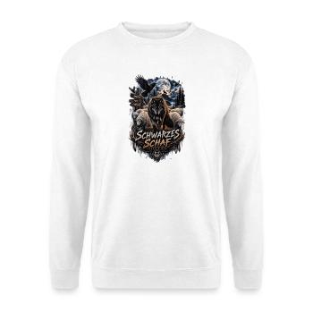 Schwarzes Schaf Wolf Dark Fantasy Shirt - Unisex Pullover - Weiß - Vorne - Alina (178cm) & Michal (187cm)