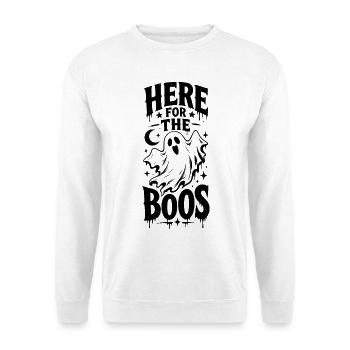 Here for the Boos - Unisex Pullover - Weiß - Vorne - Alina (178cm) & Michal (187cm)
