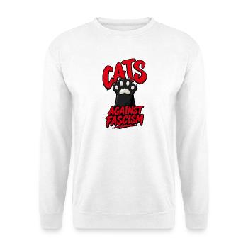 Cats Against Fascism - Unisex Pullover - Weiß - Vorne - Alina (178cm) & Michal (187cm)