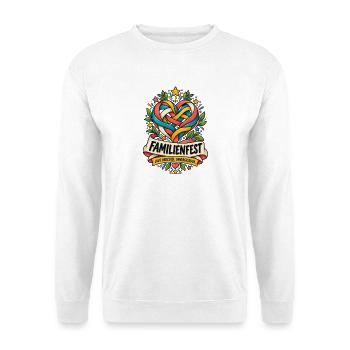 Familienfest – Laut herzlich unvergesslich - Unisex Pullover - Weiß - Vorne - Alina (178cm) & Michal (187cm)