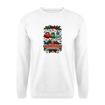 Weihnachtsteam – Gemeinsam wird's gemütlich - Unisex Pullover - Weiß - Vorne - Alina (178cm) & Michal (187cm)