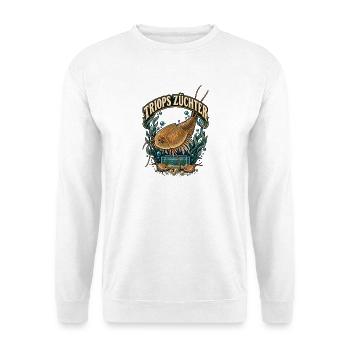 Triops Züchter Urzeitkrebs Retro Motiv - Unisex Pullover - Weiß - Vorne - Alina (178cm) & Michal (187cm)