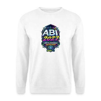 Abi 2027 Abschlussmodus aktiviert – Tech Retro - Unisex Pullover - Weiß - Vorne - Alina (178cm) & Michal (187cm)