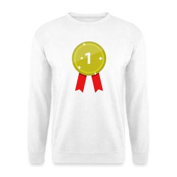 Medaille - Unisex Pullover - Weiß - Vorne - Alina (178cm) & Michal (187cm)
