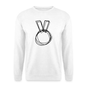 Medaille handgezeichnet - Unisex Pullover - Weiß - Vorne - Alina (178cm) & Michal (187cm)