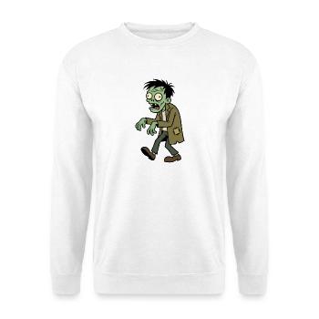 Zombie mit grüner Haut und zerlumpter Kleidung - Unisex Pullover - Weiß - Vorne - Alina (178cm) & Michal (187cm)
