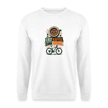 Erst Kaffee, dann Fahrrad - Unisex Pullover - Weiß - Vorne - Alina (178cm) & Michal (187cm)