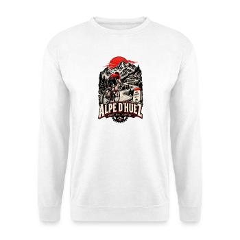 Alpe d’Huez Fahrrad - Unisex Pullover - Weiß - Vorne - Alina (178cm) & Michal (187cm)