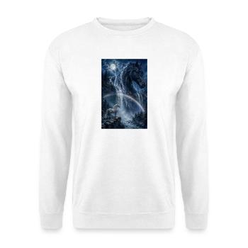 Mondbogen Pferd am Wasserfall - Unisex Pullover - Weiß - Vorne - Alina (178cm) & Michal (187cm)