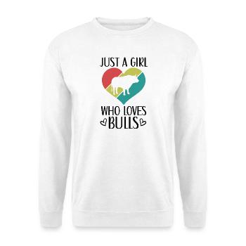 Stier Herz Retro-Look - Unisex Pullover - Weiß - Vorne - Alina (178cm) & Michal (187cm)