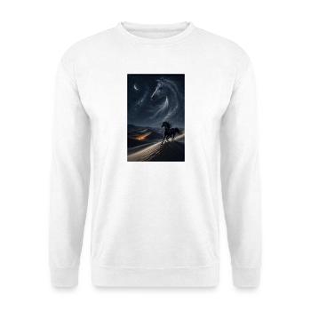 Schwarzer Araber unter Sternen - Unisex Pullover - Weiß - Vorne - Alina (178cm) & Michal (187cm)