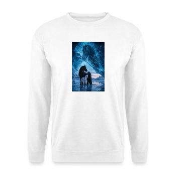 Schwarze Stute in der Eishöhle - Unisex Pullover - Weiß - Vorne - Alina (178cm) & Michal (187cm)