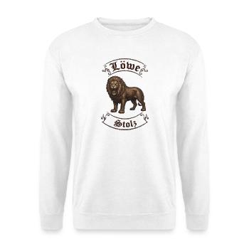 Sternzeichen Löwe Stolz im keltischen Ornament - Unisex Pullover - Weiß - Vorne - Alina (178cm) & Michal (187cm)
