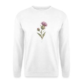 Wildblumen im Aquarell - Unisex Pullover - Weiß - Vorne - Alina (178cm) & Michal (187cm)