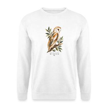Die Eule der Weisheit in der Geometrie – Die Natur der Weisheit - Unisex Pullover - Weiß - Vorne - Alina (178cm) & Michal (187cm)