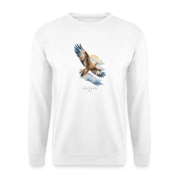 Der Adler der Freiheit über dem Berg – Die Natur der Freiheit - Unisex Pullover - Weiß - Vorne - Alina (178cm) & Michal (187cm)
