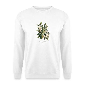 Das Blattmotiv der Natur - Unisex Pullover - Weiß - Vorne - Alina (178cm) & Michal (187cm)