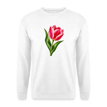 Rosa Tulpenblüte - Unisex Pullover - Weiß - Vorne - Alina (178cm) & Michal (187cm)