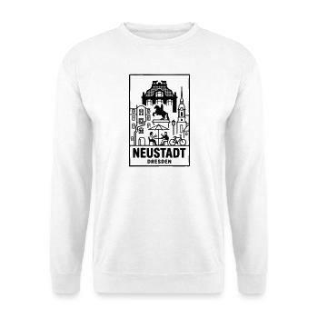 Dresden Neustadt Silhouette - Unisex Pullover - Weiß - Vorne - Alina (178cm) & Michal (187cm)