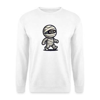 Süße Cartoon-Mumie läuft mit Verbänden - Unisex Pullover - Weiß - Vorne - Alina (178cm) & Michal (187cm)