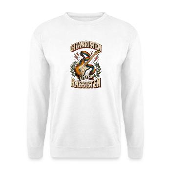 Gitarristen gegen Rassisten – Gitarre und Vielfalt - Unisex Pullover - Weiß - Vorne - Alina (178cm) & Michal (187cm)