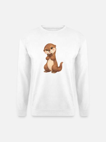 Otter – süßer stehender Fischotter - Unisex Pullover - Weiß