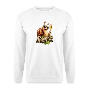 Schnelle Schnecke mit Prosecco - Unisex Pullover - Weiß - Vorne - Alina (178cm) & Michal (187cm)