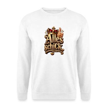 Königliche Pracht: Alles schick - Unisex Pullover - Weiß - Vorne - Alina (178cm) & Michal (187cm)