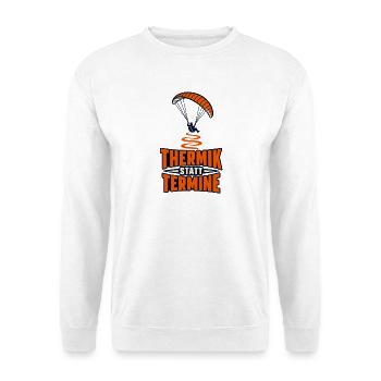 Thermik statt Termine - Unisex Pullover - Weiß - Vorne - Alina (178cm) & Michal (187cm)