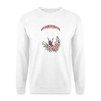 Blumenflug Paragliding Mädchen - Unisex Pullover - Weiß - Vorne - Alina (178cm) & Michal (187cm)
