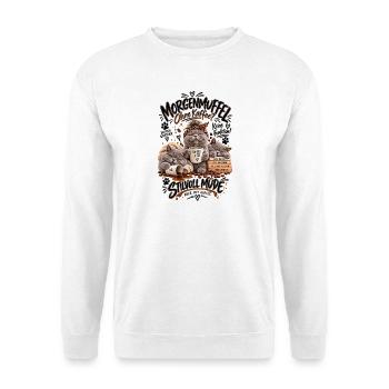 Morgenmuffel Ohne Kaffee? BKH - Unisex Pullover - Weiß - Vorne - Alina (178cm) & Michal (187cm)
