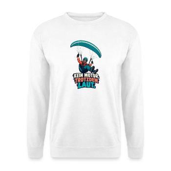 Kein Motor Trotzdem Laut Paragliding - Unisex Pullover - Weiß - Vorne - Alina (178cm) & Michal (187cm)