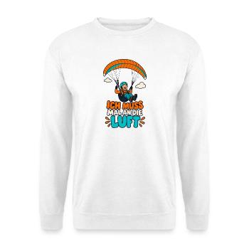 Paragliding Humor Luft-Statement - Unisex Pullover - Weiß - Vorne - Alina (178cm) & Michal (187cm)