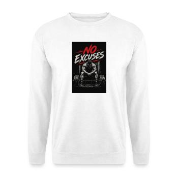 Keine Ausreden Krafttraining Motivator - Unisex Pullover - Weiß - Vorne - Alina (178cm) & Michal (187cm)