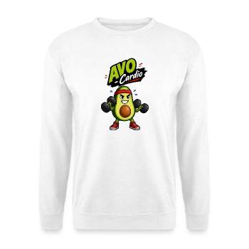 Avocado Cardio Muskelheld - Unisex Pullover - Weiß - Vorne - Alina (178cm) & Michal (187cm)