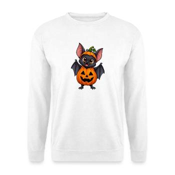 Kürbisbat, Fledermaus im Halloween Kostüm - Unisex Pullover - Weiß - Vorne - Alina (178cm) & Michal (187cm)