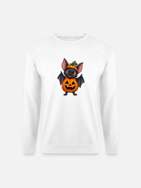 Kürbisbat, Fledermaus im Halloween Kostüm - Unisex Pullover - Weiß