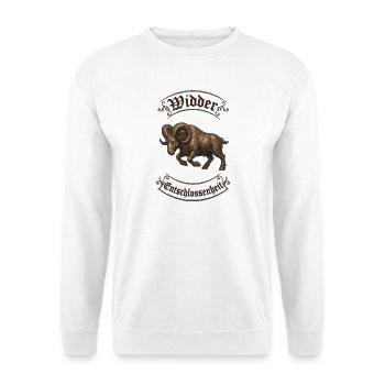 Vikingischer Widder Ornament - Unisex Pullover - Weiß - Vorne - Alina (178cm) & Michal (187cm)