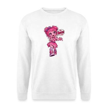 Kawaii Pink Zombie – Herzen! - Unisex Pullover - Weiß - Vorne - Alina (178cm) & Michal (187cm)