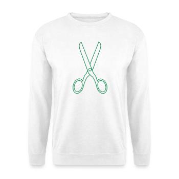 Schere - Unisex Pullover - Weiß - Vorne - Alina (178cm) & Michal (187cm)