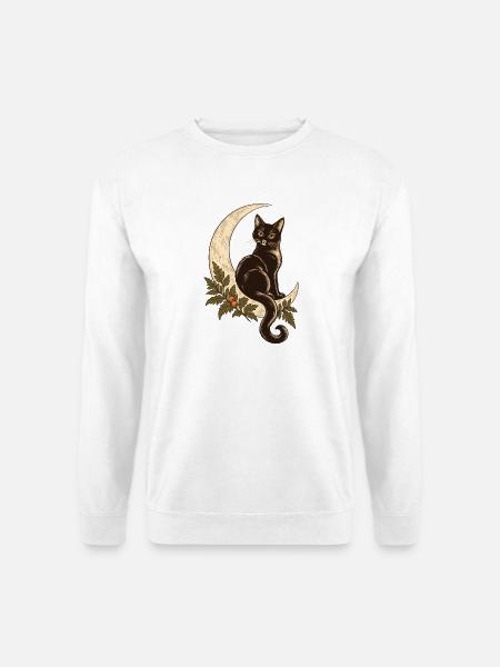 Katze im Herbstmond - Unisex Pullover - Weiß