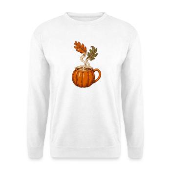 Herbst aus der Tasse - Unisex Pullover - Weiß - Vorne - Alina (178cm) & Michal (187cm)
