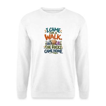 Funny Rock Collector – Die Steine kamen nach Hause - Unisex Pullover - Weiß - Vorne - Alina (178cm) & Michal (187cm)