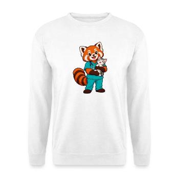 Tierarzt Red Panda hält ein Kätzchen - Unisex Pullover - Weiß - Vorne - Alina (178cm) & Michal (187cm)