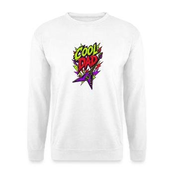Cool Dad Neon-Rock Gitarre - Unisex Pullover - Weiß - Vorne - Alina (178cm) & Michal (187cm)