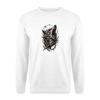 Heulender Wolf im Kosmischen Wirr - Unisex Pullover - Weiß - Vorne - Alina (178cm) & Michal (187cm)