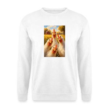 Sunlit Hen Quartett - Unisex Pullover - Weiß - Vorne - Alina (178cm) & Michal (187cm)