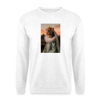 Königliches Katzenkönigin-Porträt - Unisex Pullover - Weiß - Vorne - Alina (178cm) & Michal (187cm)