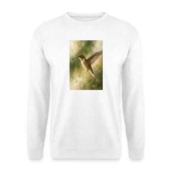 Kolibri im grünen Licht - Unisex Pullover - Weiß - Vorne - Alina (178cm) & Michal (187cm)
