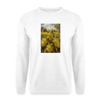 Cottage Pond Frogs Ensemble - Unisex Pullover - Weiß - Vorne - Alina (178cm) & Michal (187cm)